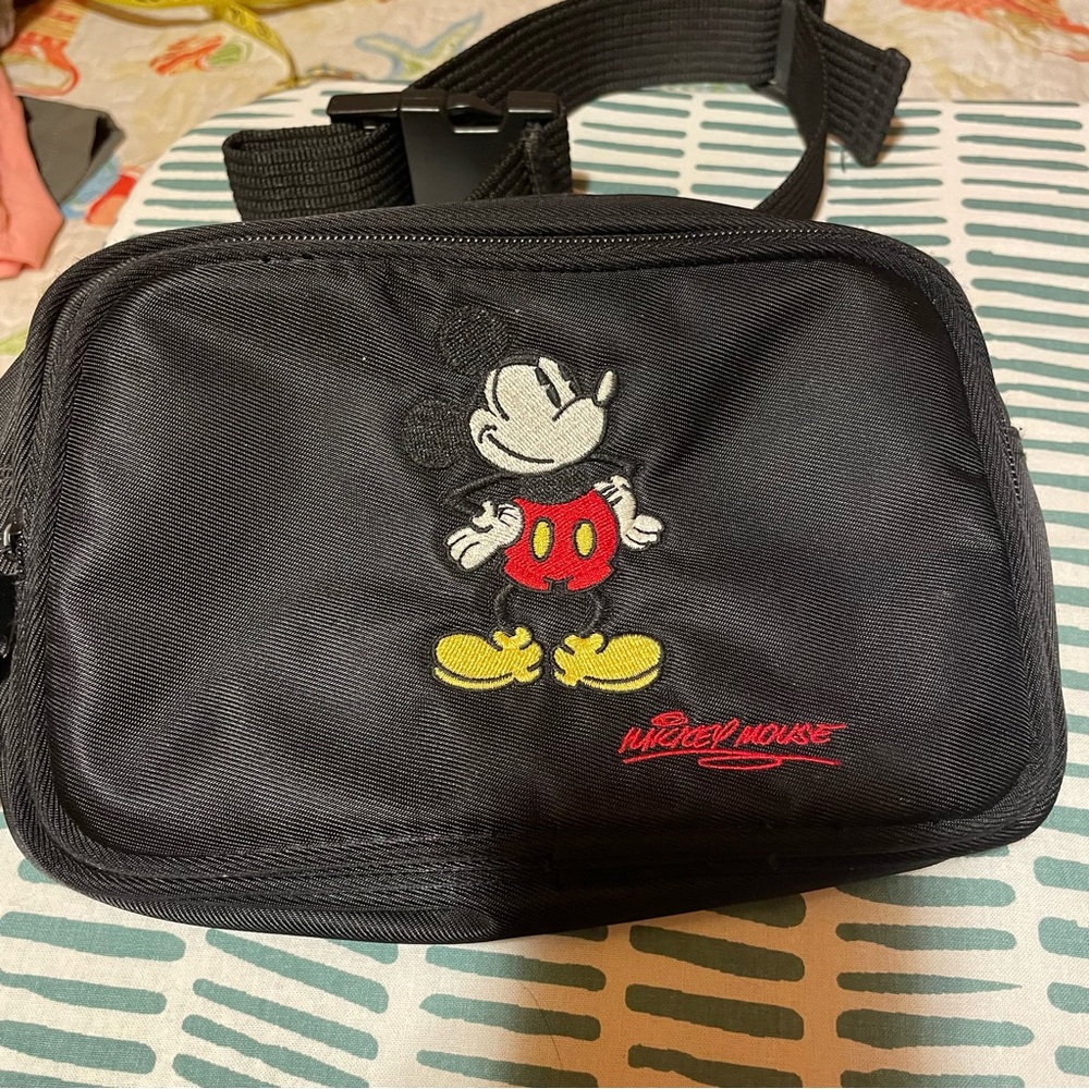 Vintage Walt Disney World Mickey Mouse Black Waist Bag